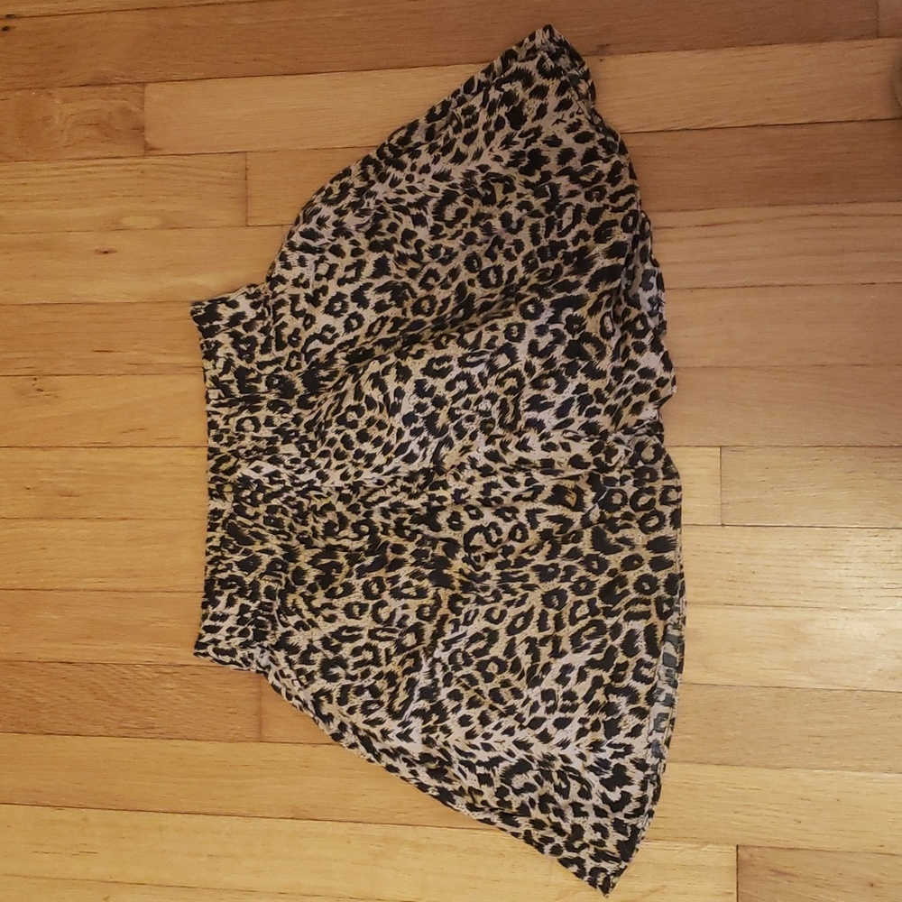 PINK leopard mini skirt